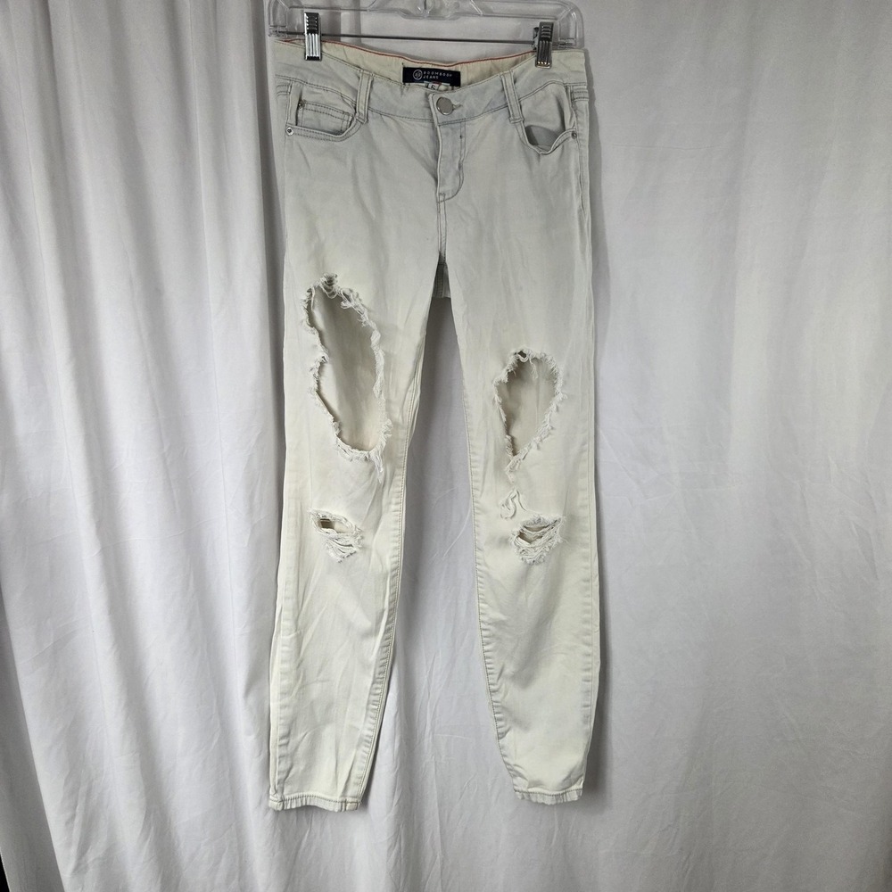 BoomBoom Jeans Jeans Juniors 5 White Light Wash Low Rise Skinny Distressed Denim